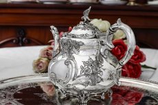 画像3: シルバープレート　ヴィクトリアンロココ 小鳥の摘みと薔薇の彫刻が豪華なティーセット  (3)