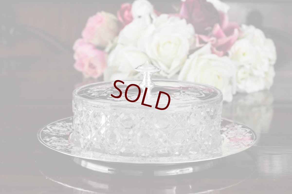 画像2: シルバープレート製　1900年前後　美装飾　ハンドカットクリスタルグラス　バターディッシュ (2)