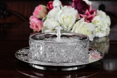 画像2: シルバープレート製　1900年前後　美装飾　ハンドカットクリスタルグラス　バターディッシュ (2)