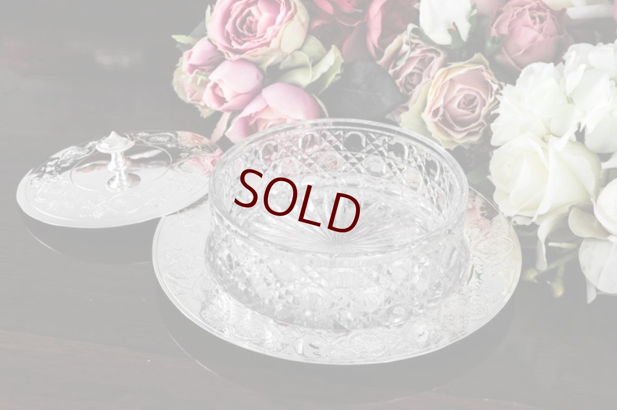 画像3: シルバープレート製　1900年前後　美装飾　ハンドカットクリスタルグラス　バターディッシュ (3)