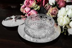 画像3: シルバープレート製　1900年前後　美装飾　ハンドカットクリスタルグラス　バターディッシュ (3)