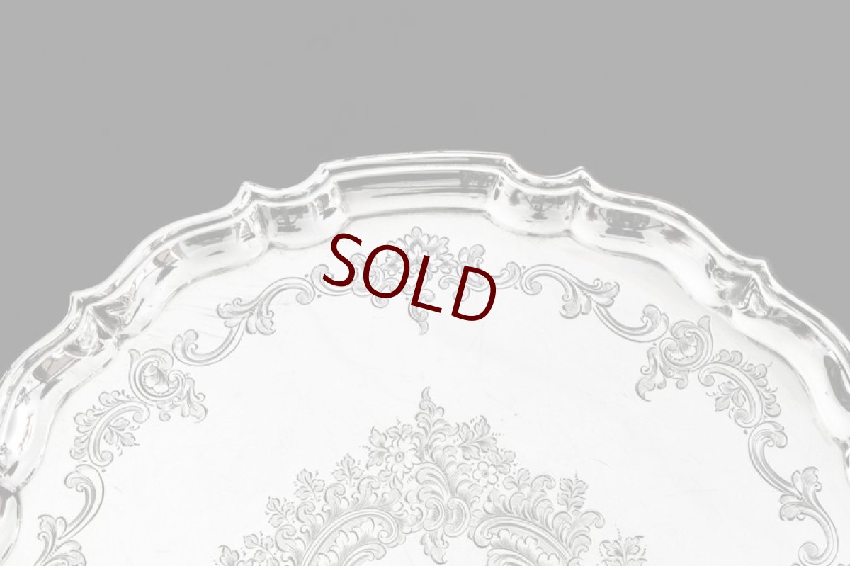 画像3: シルバープレート製　ヴィクトリア時代後期　お花とスクロールハンドエングレービング サルヴァ (3)