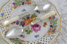 画像2: シルバープレート　ヴィクトリアン 白蝶貝ハンドル　手彫りのお花　美装飾　ジャムスプーンセット  (2)