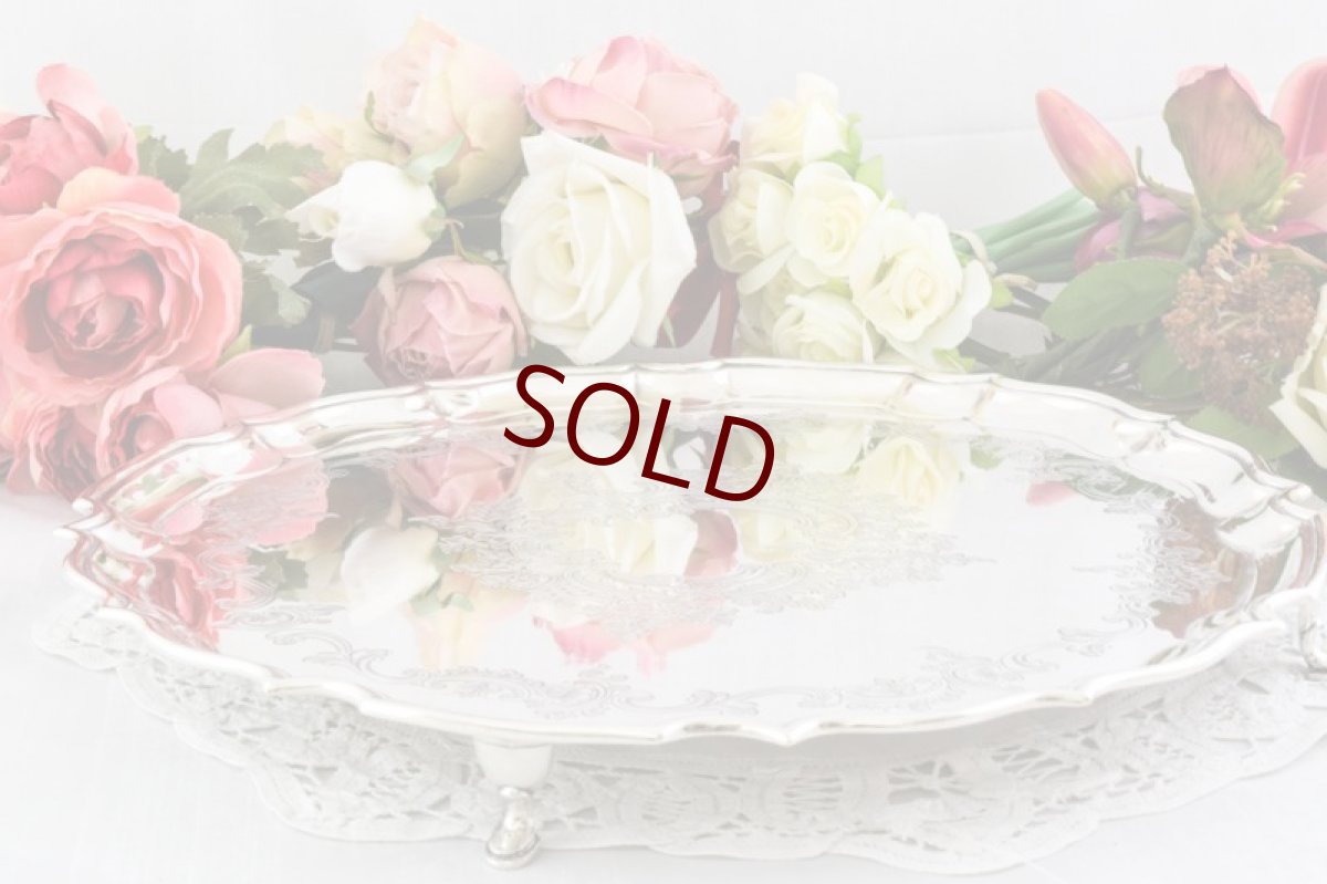 画像7: シルバープレート製　ヴィクトリア時代後期　お花とスクロールハンドエングレービング サルヴァ (7)