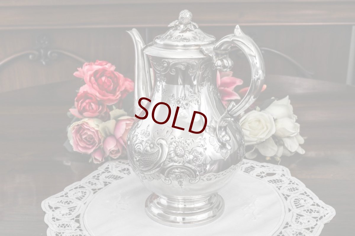 画像2: シルバープレート　ヴィクトリアンロココ　お花のガーランド　お花のチェイシング　コーヒーポット (2)
