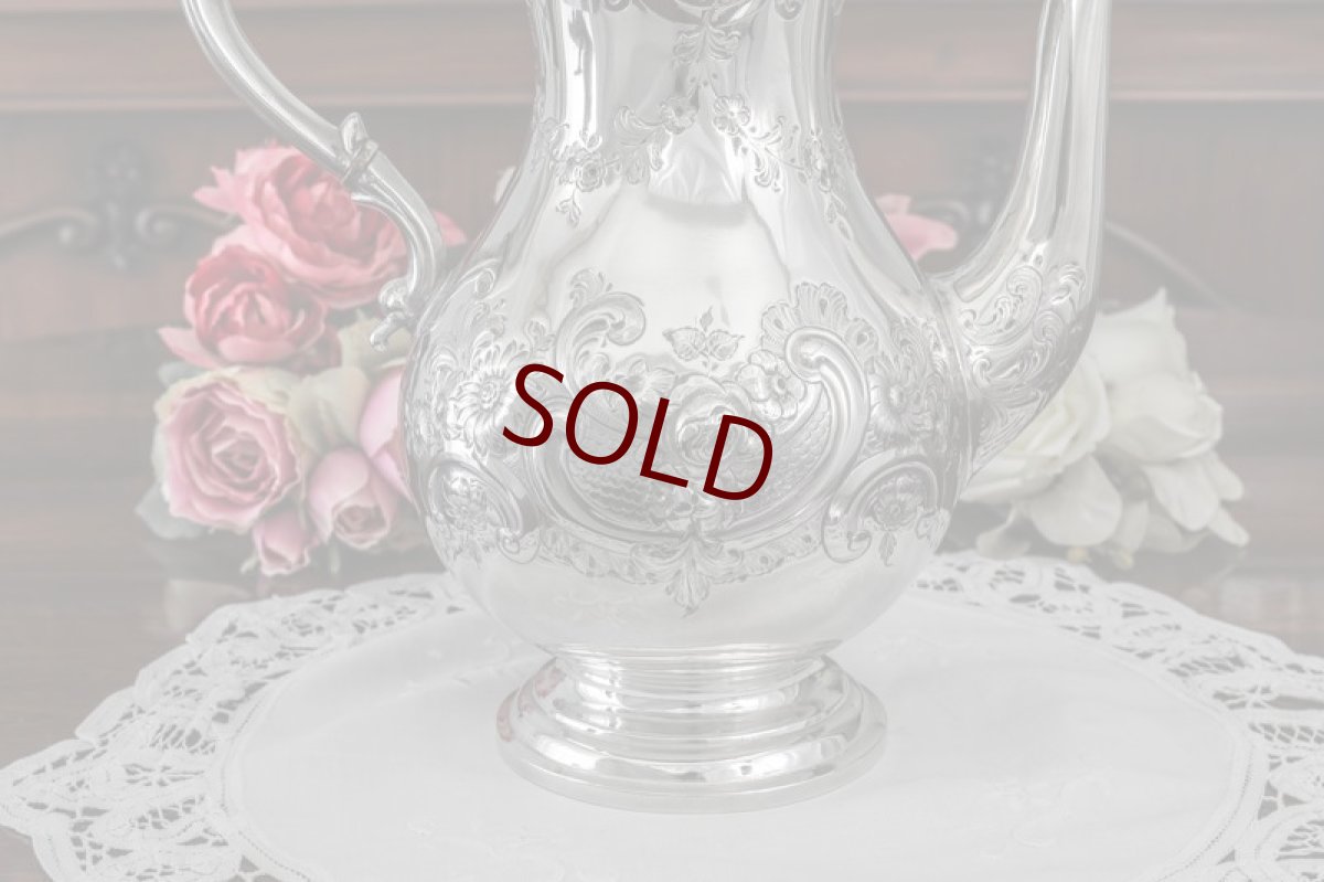 画像7: シルバープレート　ヴィクトリアンロココ　お花のガーランド　お花のチェイシング　コーヒーポット (7)