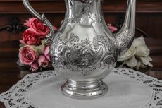 画像7: シルバープレート　ヴィクトリアンロココ　お花のガーランド　お花のチェイシング　コーヒーポット (7)