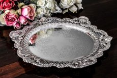 画像3: シルバープレート　ヴィクトリア時代中期　手作り鋳金細工透かしボーダー　ハンドエングレービング　サルヴァ (3)