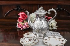 画像12: シルバープレート　ヴィクトリアンロココ　お花のガーランド　お花のチェイシング　コーヒーポット (12)