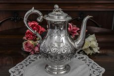 画像4: シルバープレート　ヴィクトリアンロココ　お花のガーランド　お花のチェイシング　コーヒーポット (4)
