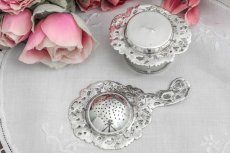 画像3: 純銀製（800）ドイツ製　薔薇のティーストレイナー＆スタンド　茶こし (3)