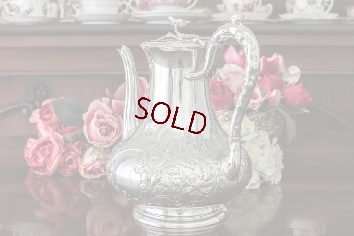 画像3: シルバープレート　ヴィクトリアン　お花の摘み、樹葉の彫刻が華麗な ティーコーヒー4点セット  (3)