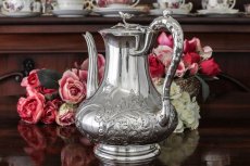 画像3: シルバープレート　ヴィクトリアン　お花の摘み、樹葉の彫刻が華麗な ティーコーヒー4点セット  (3)