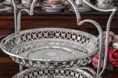 画像7: シルバープレート　1920－30年代　透かし細工　三段　アフタヌーンティー用　ケーキスタンド  (7)