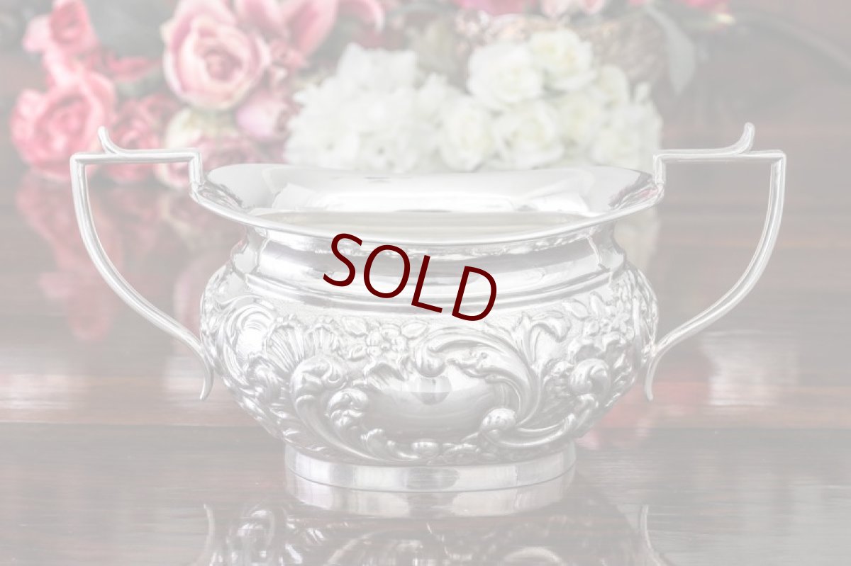 画像13: シルバープレート　1900年前後　ヴィクトリアンロココ　スクロールとお花の打ち出し　ティーコーヒー4点セット (13)