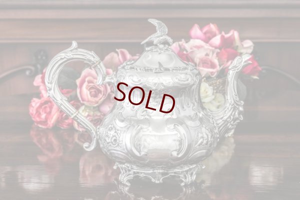 画像5: シルバープレート　ヴィクトリアンロココ　鳥の摘みと薔薇の彫刻　ティー3点セット 