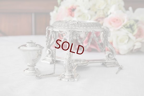 画像17: 純銀製（925）1866/7年　特級 リボンとお花のガーランド　ティーケトル、ティー、コーヒー5点セット