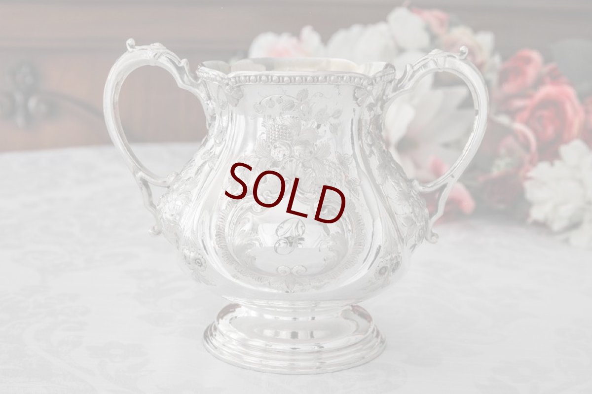 画像12: シルバープレート製　ヴィクトリア時代中期　お花と果物の手彫り彫刻　ティー＆コーヒー4点セット (12)