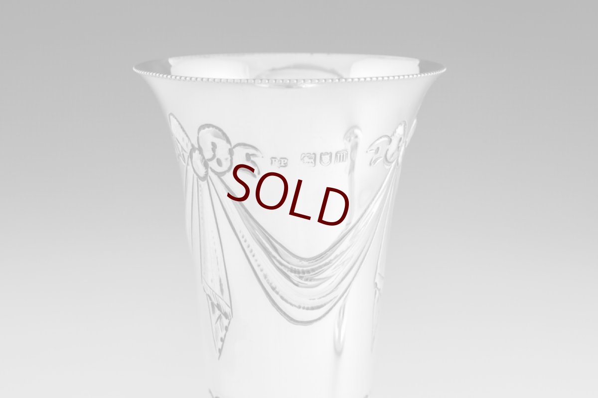 画像6: 純銀製（925）1907年　リボンガーランドの　花瓶　ペアセット (6)