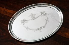 画像1: 純銀製（925）リボンガーランドのドレッシングテーブルトレイ (1)