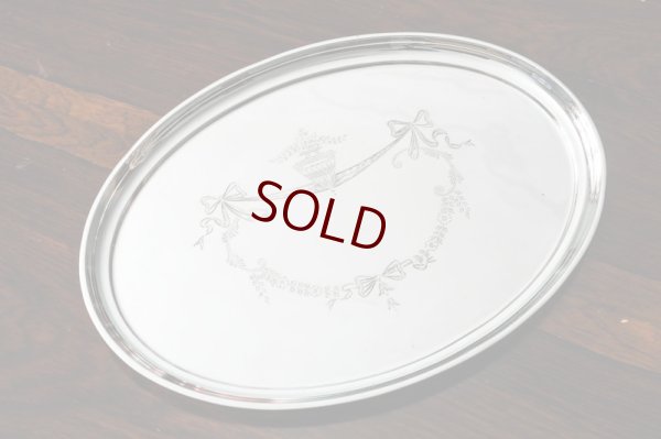 画像1: 純銀製（925）リボンガーランドのドレッシングテーブルトレイ