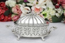 画像2: シルバープレート　ヴィクトリア時代後期　透かし細工とすりガラスのバターディッシュ (2)