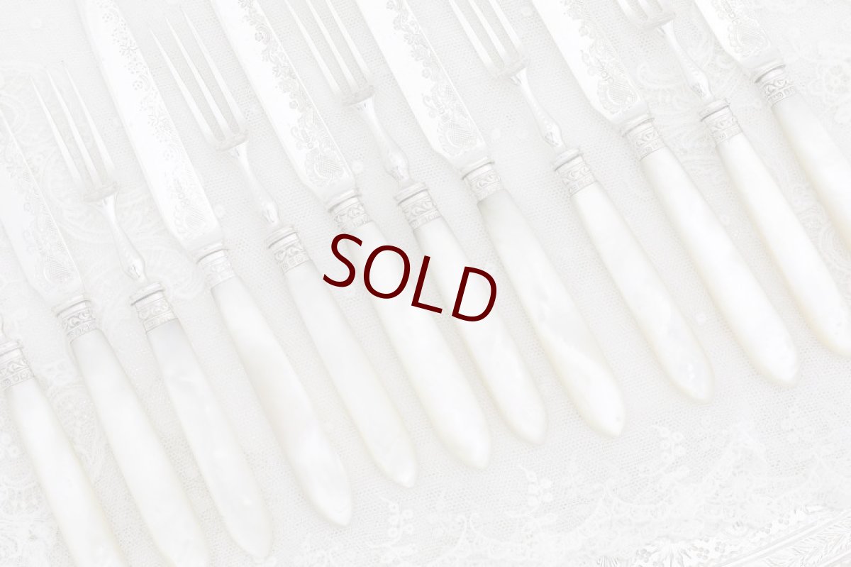 画像4: シルバープレート/純銀　白蝶貝ハンドル　ロココ調　　デザートカトラリー6組セット　  (4)