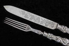 画像3: 純銀製（925）1862年　美装飾　ケーキナイフ＆フォークセット (3)