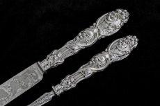 画像5: 純銀製（925）1862年　美装飾　ケーキナイフ＆フォークセット (5)