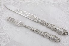 画像7: 純銀製（925）1862年　美装飾　ケーキナイフ＆フォークセット (7)