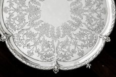 画像4: 純銀製（925）1883年　ケルティック　あざみと葉の手彫り彫刻　26cmサルヴァ (4)