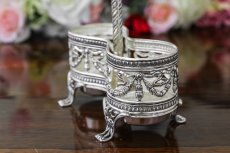 画像6: 純銀製（925）リボンのガーランド、ハートのハンドル　クランベリーグラスのコンディメントセット (6)