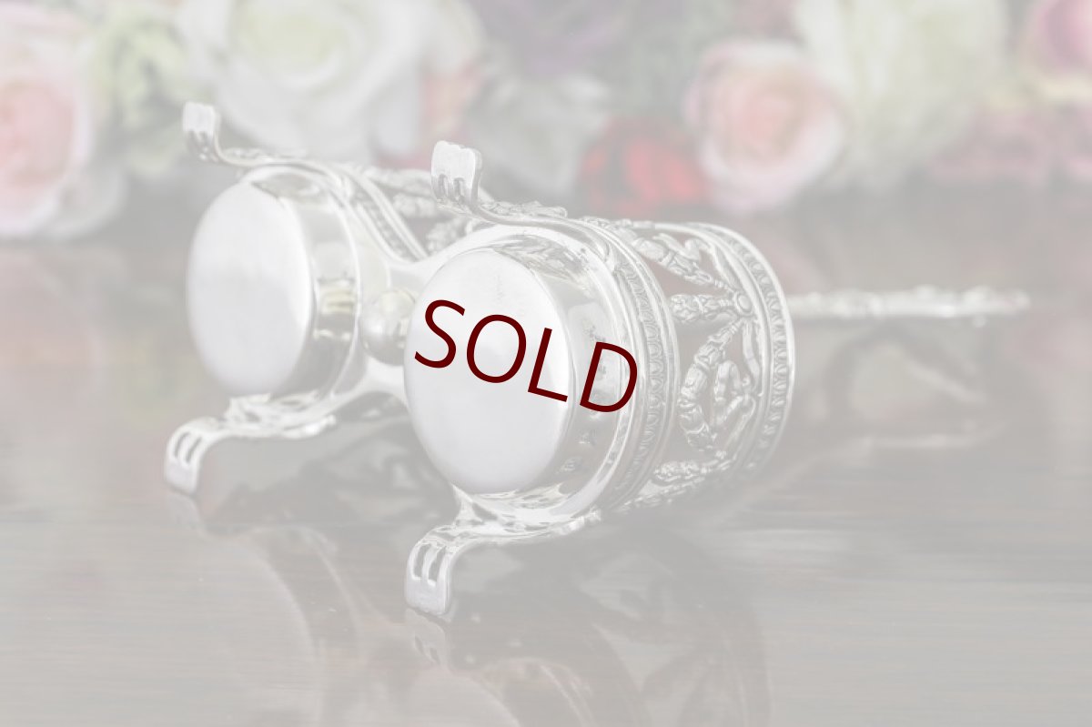 画像9: 純銀製（925）リボンのガーランド、ハートのハンドル　クランベリーグラスのコンディメントセット (9)