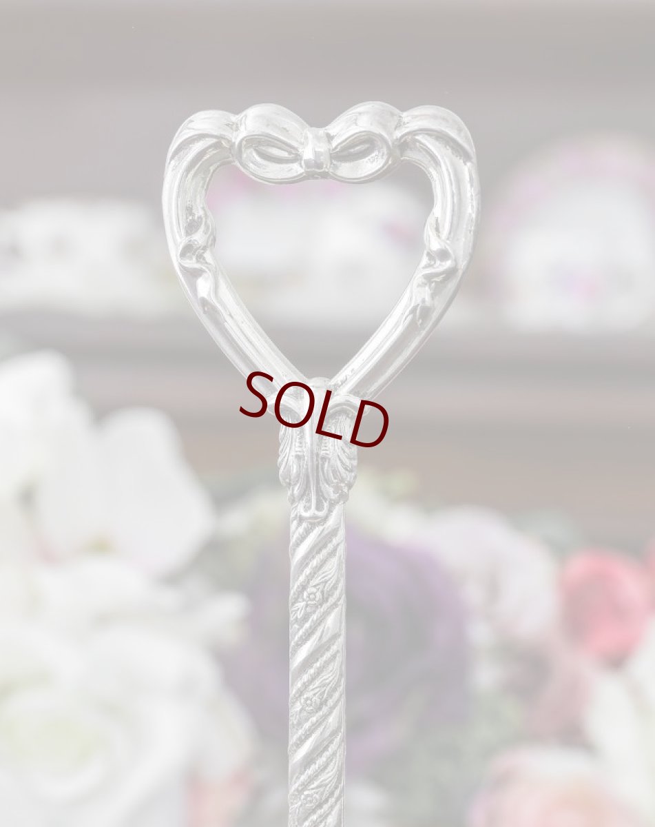 画像8: 純銀製（925）リボンのガーランド、ハートのハンドル　クランベリーグラスのコンディメントセット (8)