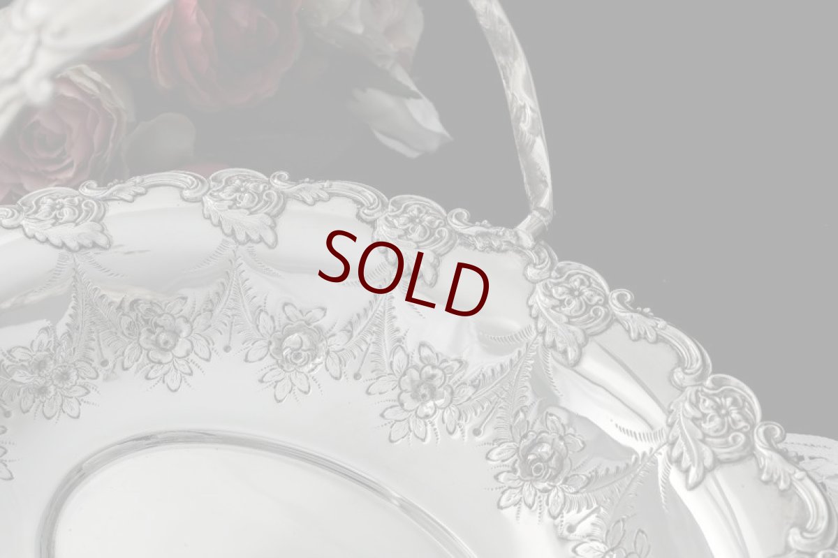 画像4: シルバープレート製　お花と薔薇ガーランド　お花のボーダー　ケーキバスケット (4)