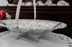 画像6: シルバープレート製　お花と薔薇ガーランド　お花のボーダー　ケーキバスケット (6)