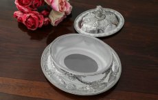 画像6: シルバープレート製　ヴィクトリア時代中後期　リボンガーランドのバターディッシュ (6)