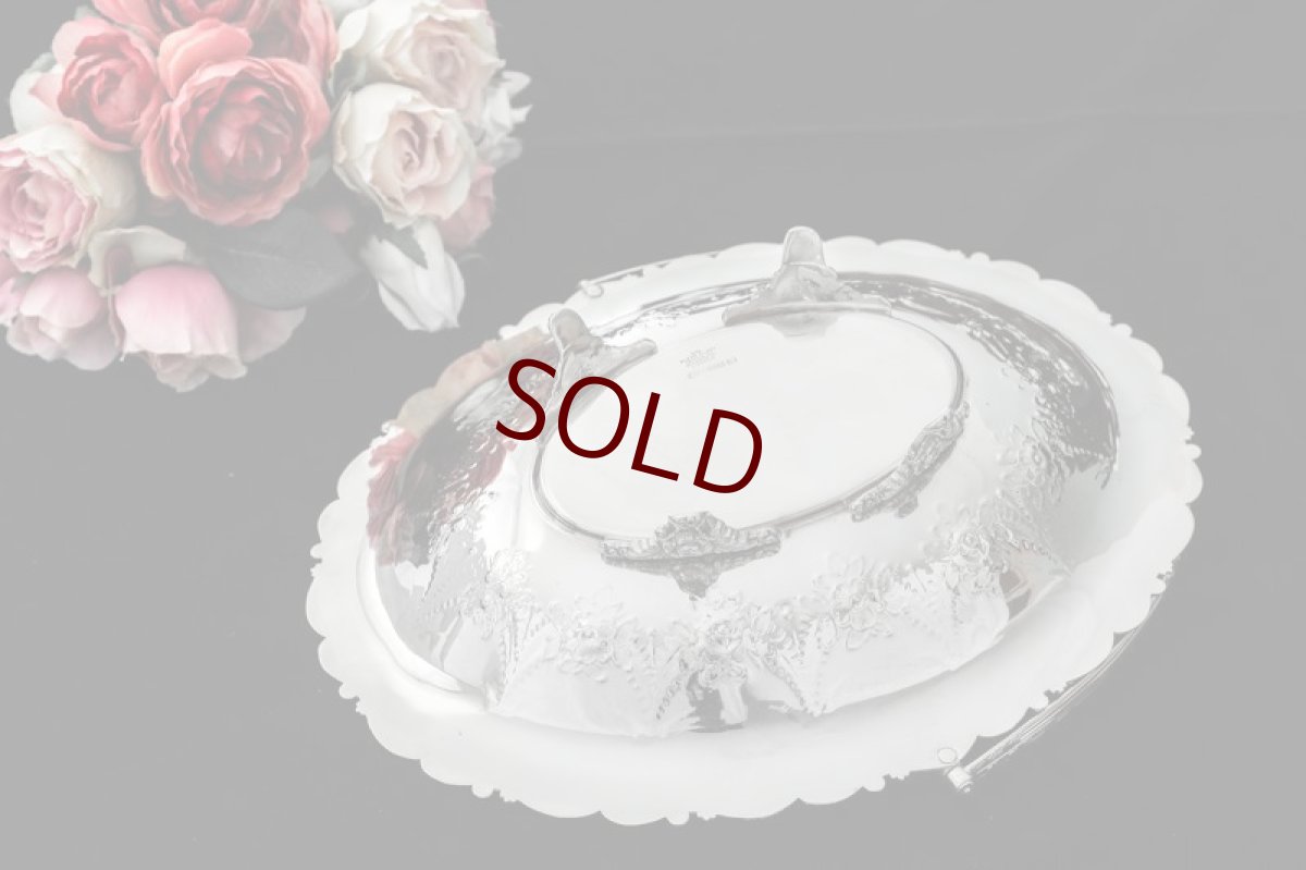 画像7: シルバープレート製　お花と薔薇ガーランド　お花のボーダー　ケーキバスケット (7)