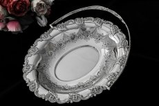 画像2: シルバープレート製　お花と薔薇ガーランド　お花のボーダー　ケーキバスケット (2)