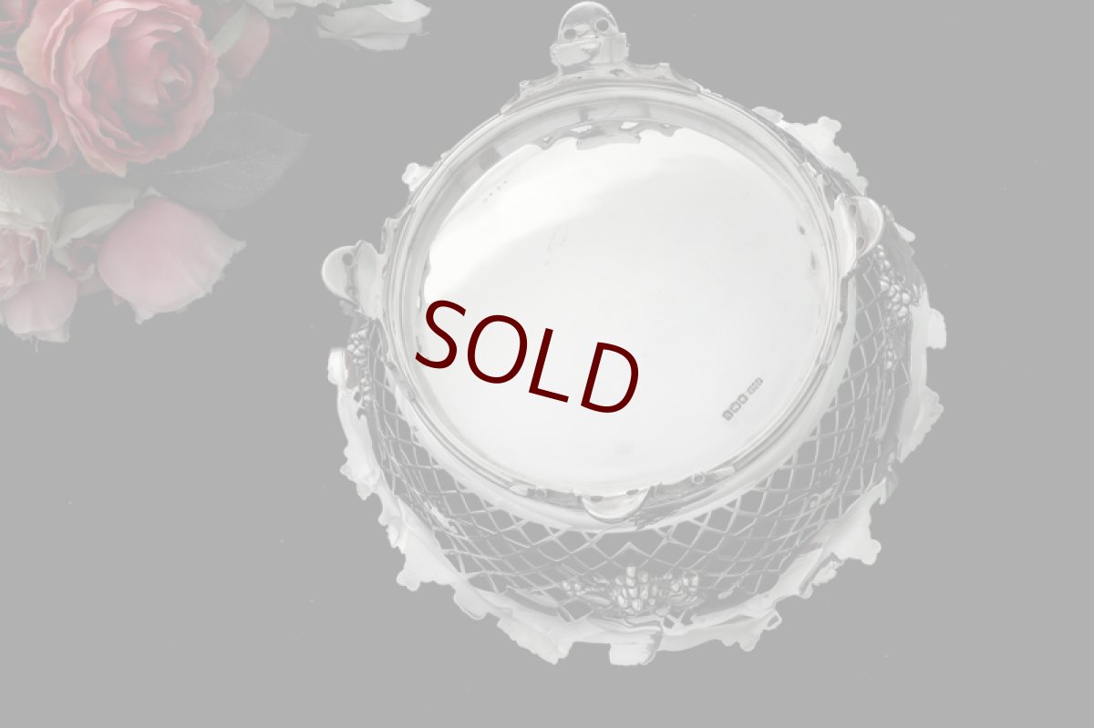 画像6: 純銀製（925）1919年　葡萄の鋳金細工　透かし細工のバスケット (6)