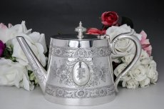 画像5: シルバープレート製　お花のチェイシング　ティー＆コーヒー　4点セット (5)