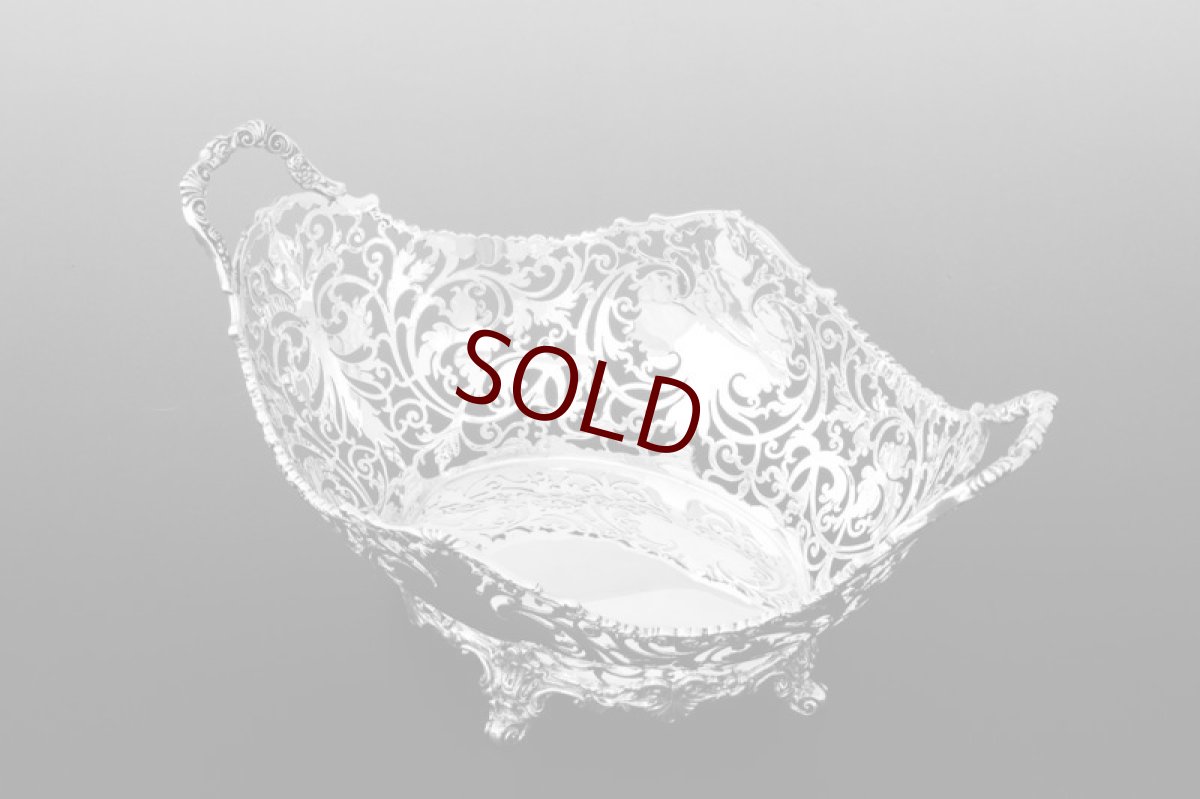 画像1: 純銀製（925）1929年　超美透かし細工　ブレッドバスケット (1)