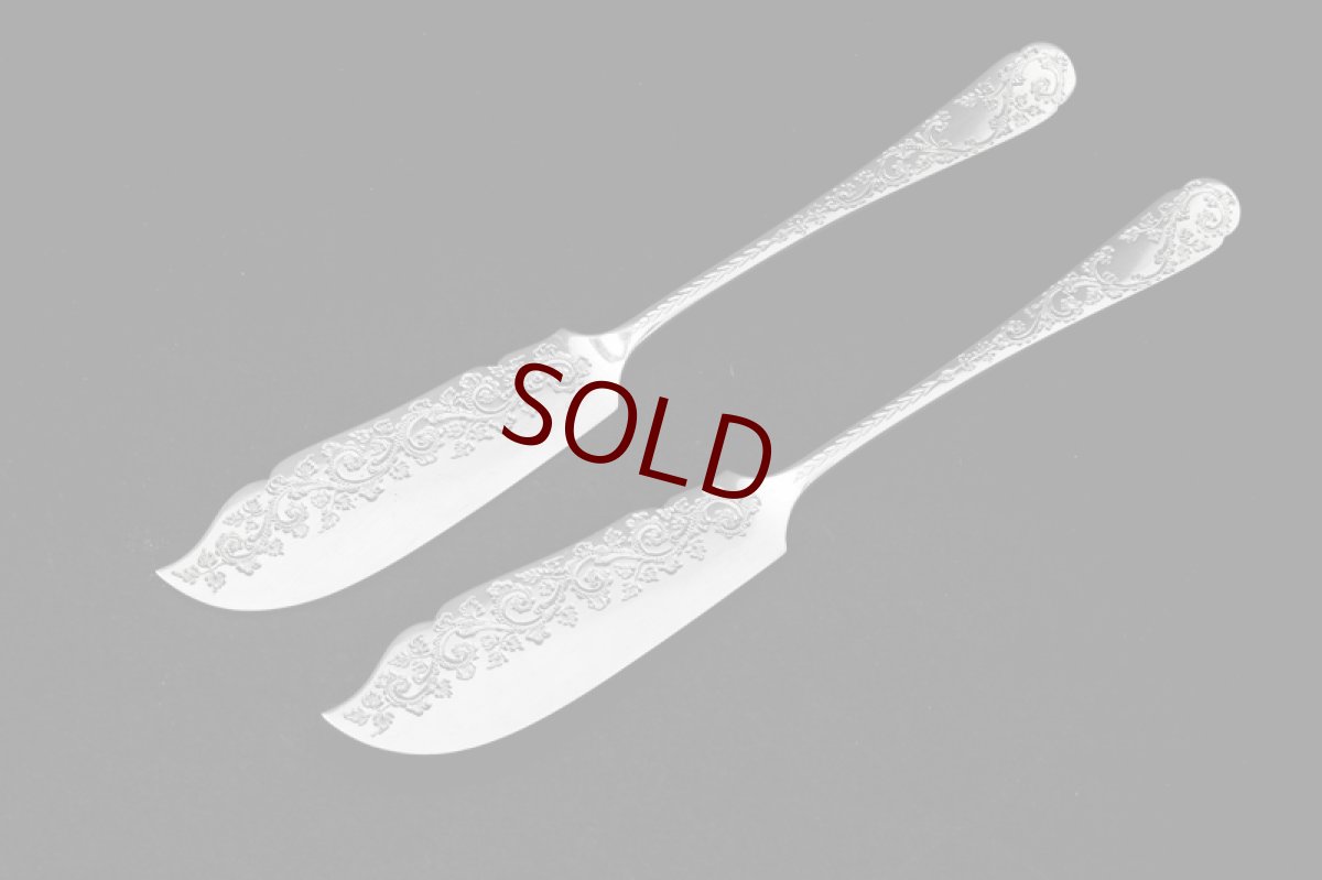 画像2: 純銀製（925）1902年スクロールと葉模様のバターナイフセット (2)
