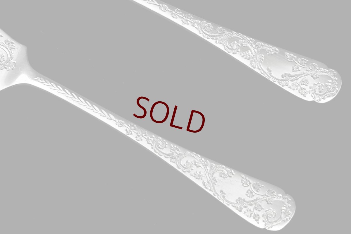 画像5: 純銀製（925）1902年スクロールと葉模様のバターナイフセット (5)