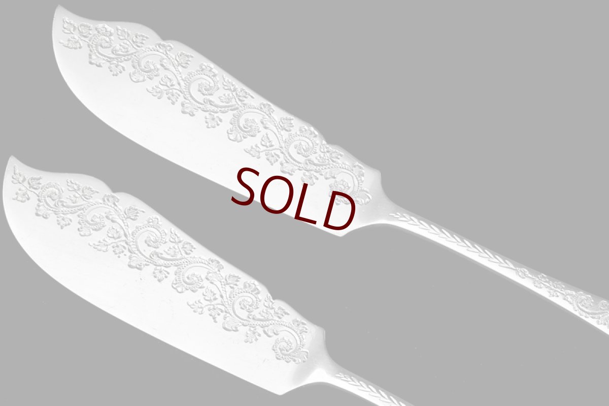 画像4: 純銀製（925）1902年スクロールと葉模様のバターナイフセット (4)