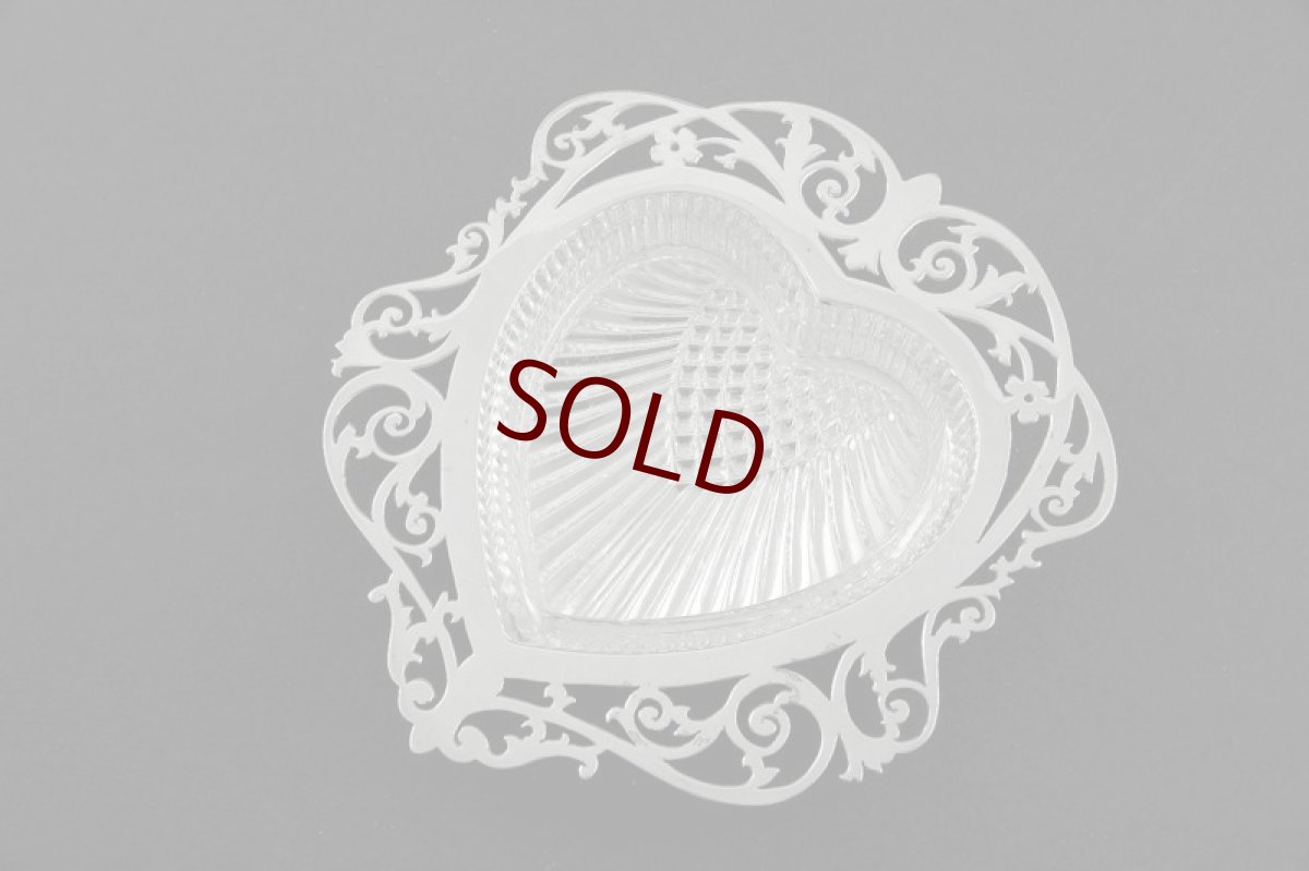 画像2: 純銀製（925）　透かし細工　ハート形バターディッシュ ＆ ナイフ (2)