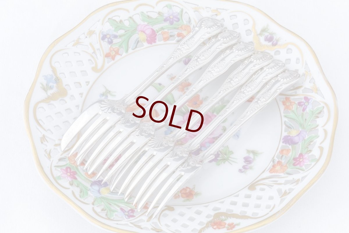 画像6: 純銀製（９２５）1930年　キングスパターン　ケーキフォーク　6本セット (6)