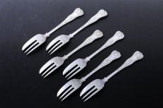 画像2: 純銀製（９２５）1930年　キングスパターン　ケーキフォーク　6本セット (2)