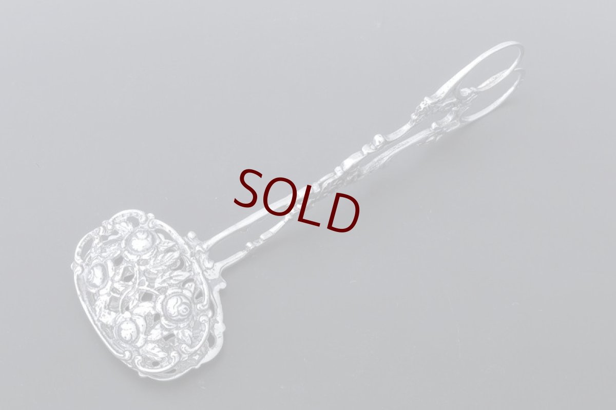 画像3: 純銀製（800）1900年前後　薔薇の透かし細工　ケーキトング　２ (3)