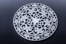 画像3: 純銀製（925）　純銀とグラス　ヴィンテージ　透かし細工ティーポットスタンド (3)